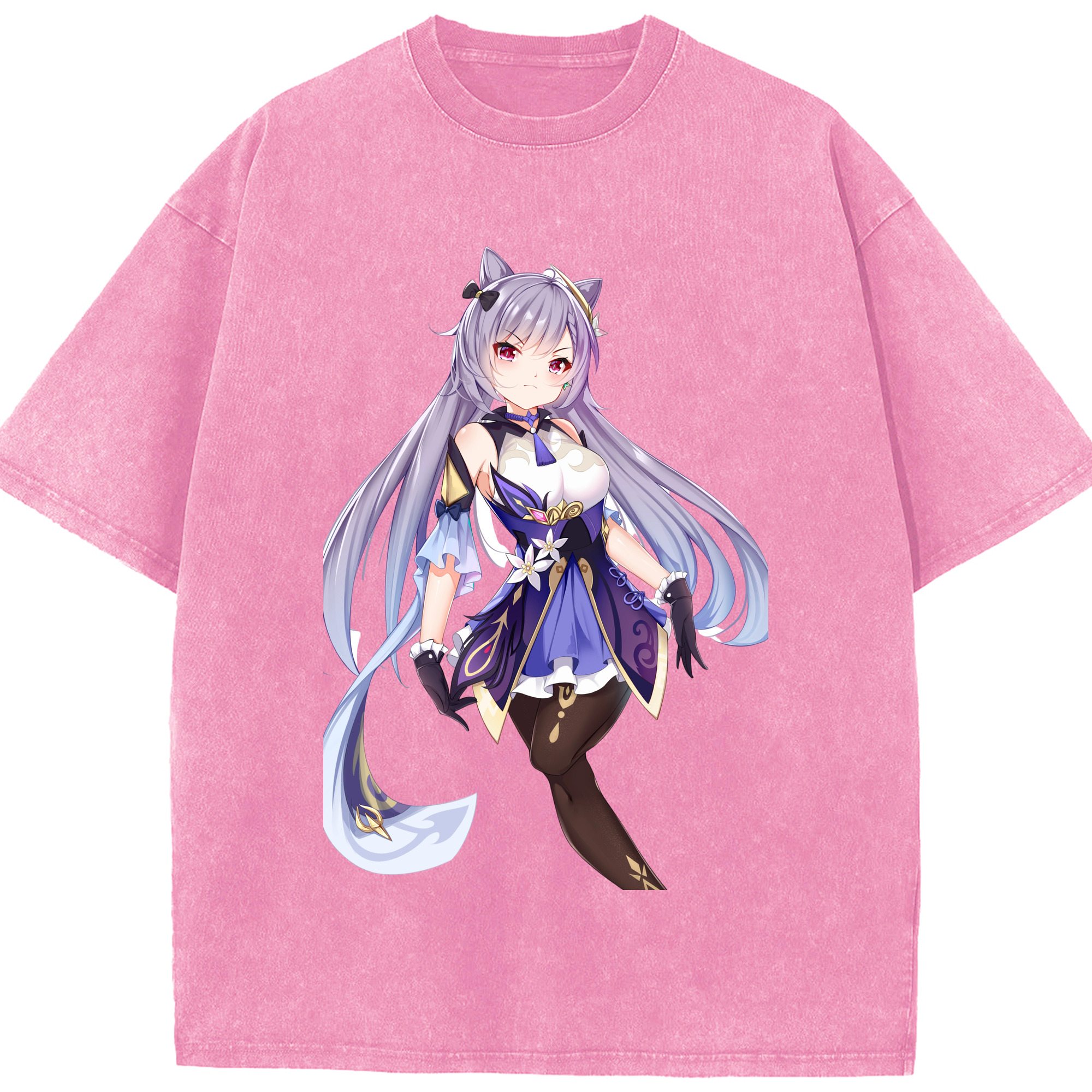 げんし神 刻晴 こくせい genshin Kokusei 綿100% ヴィンテージ風 半袖Tシャツ（フロントプリント）